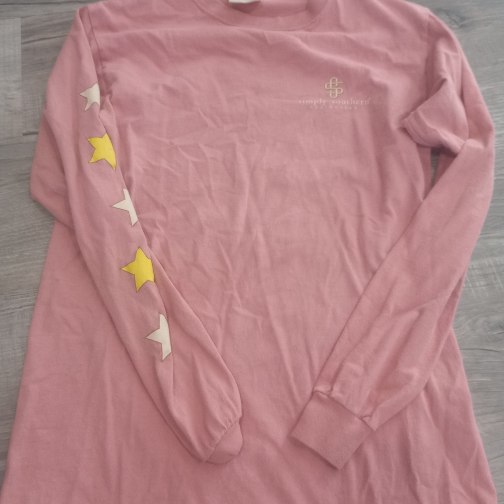 Simply Southern Pink Long Sleeve Tee with Star Details